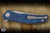 Preowned-Shirogorov Knives Q95 Ursus Linerlock Knife Blue Micarta 3.75" Elmax Stonewash