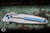 Spartan Blades Pandia Flipper Satin Titanium, Blue Accent 3.25" MagnaCut Stonewash SF16SWBL