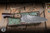Preowned-Half Face Blades Santoku Chef Knife Tan G10, Dyed Wood 6.5" S45VN Acid Splash