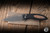 Preowned-ProTech Cambria Custom 005 Flipper Knife Black Aluminum, Maple Burl Inlay 3.5" Damascus Clip Point