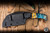 Preowned-Half Face Blades Vulture Fixed Blade Knife Textured Ziricote, Pin Striping 3.2" Hawksbill