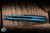Herman Custom Knives Ishtar Folder Knife Blue Hammered Titanium 3.74" M390 Clip Point Stonewash
