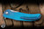 Herman Custom Knives Ishtar Folder Knife Blue Hammered Titanium 3.74" M390 Clip Point Stonewash