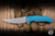 Herman Custom Knives Ishtar Folder Knife Blue Hammered Titanium 3.74" M390 Clip Point Stonewash