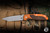 Rick Hinderer Knives FireTac Folding Knife Orange/Black G10/Bronze Titanium 3.6" 20CV Tanto Bead Blasted