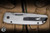 ProTech Vero Designs Custom Synapse Automatic Folding Knife 2 Tone Blasted/Tumbled 17-4 Heat Treated Steel, White Pearl Button 3.5" Nichols Raindrop Damascus SYNAPSE2.2026.003