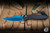 ProTech x Peace Neighbor Avalon Manual Folding Knife Solid Black Aluminum, Black Lip Pearl Button 4.25" MagnaCut Sapphire Blue PVD - Blade Show Exclusive
