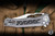 Heretic Knives Wraith V4 Manual Flipper Folding Knife Vented Distressed Titanium, MOP Button 3.75" M390 Bowie Cracked Ice - Blade Show Exclusive