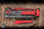 Chaves Knives RCK 9 Manual Folding Knife Distressed Grey Titanium, Fanatic Edge Mod 3.25" M390 Red Cerakote
