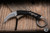 Bastinelli Knives Custom Pika Fixed Blade Knife Black Tskuka Wrap 1.65" N690CO Bronze Menuki Snake Dagger Stonewash