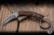 Bastinelli Knives Custom Pika Fixed Blade Knife Brown Tskuka Wrap 1.65" N690CO Bronze Menuki Snake Dagger Stonewash