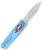 Remette RT Swordfish Gravity Knife Oxidized Blue Aluminum, Carbon Fiber Inlay 3.15" S35VN Modified Tanto Stonewash