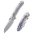 Remette Kestrel Folding Knife Ceramic Blasted Grey Titanium, Timascus Inlay 2.83" S35VN Reverse Tanto Satin