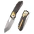 Remette Peregrine Falcon Folding Knife Grey/Brown Titanium 3.15" M390 Reverse Tanto Pearlescent