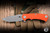 Hinderer Knives Project X Flipper Knife Triway Orange G10/Battle Blue 3.65" S45VN Clip Point
