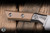 Microtech Fixed Blade Butcher Knife Coyote Tan G10/Titanium Bolster 10" M390 Stonewash 3800B-10CE