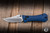 Auxiliary Manufacturing Deadhead Folding Pocket Knife Blue Micarta, Red Accent 2.8" 14C28N Bowie Stonewash