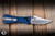 Auxiliary Manufacturing Deadhead Folding Pocket Knife Blue Micarta, Red Accent 2.8" 14C28N Bowie Stonewash