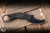 Preowned-Bastinelli Knives Mako Folder Knife 2 Saints Sculpted Bronze Skulls 2.6" N690 Karambit Black Stonewash