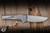 MachineWise Sonora Button Lock Folding Knife Titanium, Gold Accent 3.35" S90V Drop Point Stonewash 2227