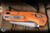 Microtech MSI Mini Ram-Lok Folding Knife Orange Fluted Aluminum 3.2" M390 Wharncliffe Apocalyptic Full Serrated 210M-12APFLOR