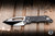 Heretic Knives Custom Koschei Folding Knife Black Carbon Fiber/Abalone Button 3.5" M390 Drop Point Mirror Polish