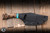 Preowned-Half Face Blades Cav Jr. Fixed Blade Knife Textured Gold Dark Matter Carbon/Black G10/Brass Pin Striping 3.5" Drop Point