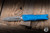 Preowned-Microtech Combat Troodon Gen III OTF Automatic Knife Blue Aluminum 4" M390 Dagger Apocalyptic Stonewash 1142-10APBL