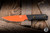 Preowned-Benchmade Hunt Raghorn Fixed Blade Knife Black Carbon Fiber 4.0" CruWear Drop Point Orange 15600OR