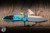 Preowned-Microtech Socom Elite Automatic Folding Knife Turquoise Aluminum/Grip Inlay 4" M390 Stonewash 160A-10TQ