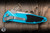 Preowned-Microtech Socom Elite Automatic Folding Knife Turquoise Aluminum/Grip Inlay 4" M390 Serrated 160A-11TQ
