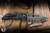 Heretic Knives Custom Koschei Folding Knife Antiqued Copper/Abalone Button 3.5" Reptilian Vegas Forge Damascus/Nitro V Core