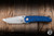 Sharknivco Waka V5 Manual Folding Knife Titanium/Blue CamoQuartz 3.35" RWL34 Tanto Hand Rubbed