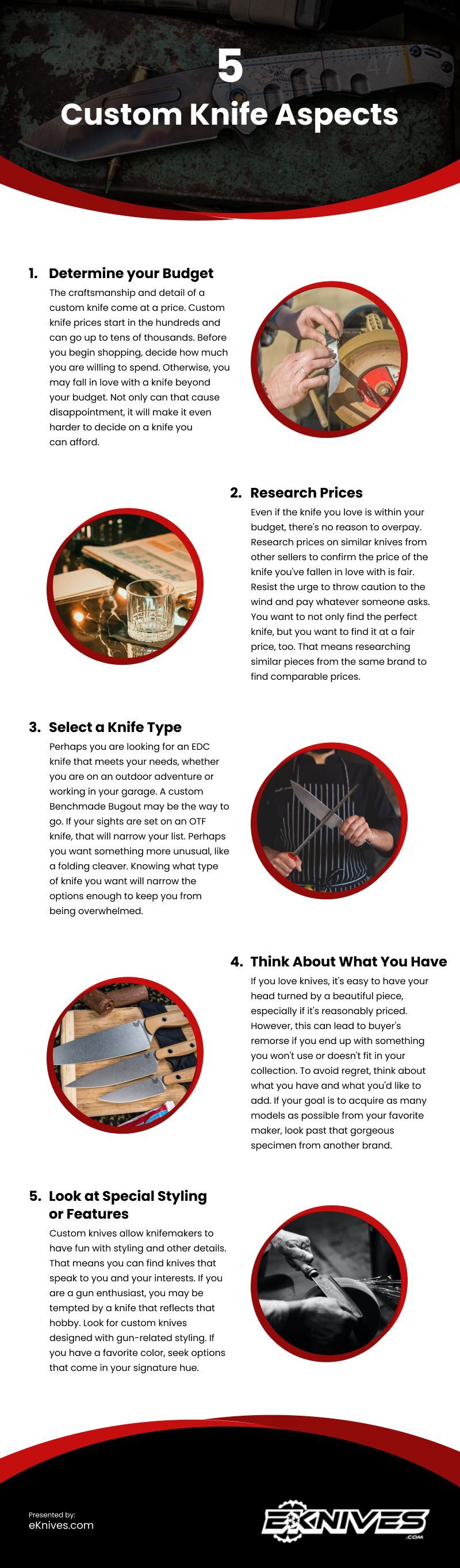 5 Custom Knife Aspects Infographic