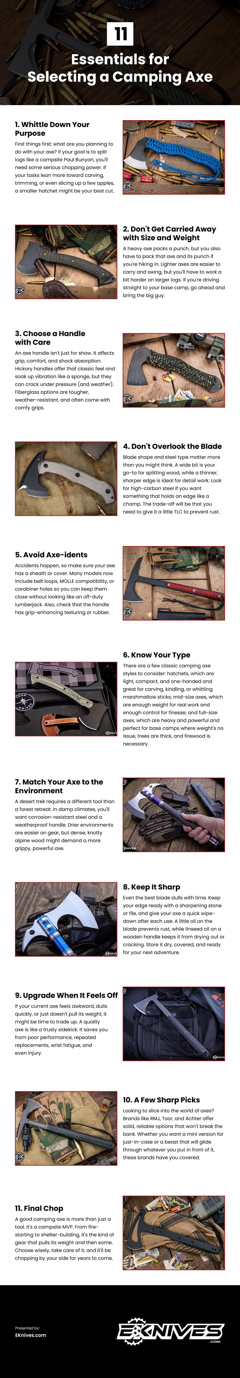 11 Essentials for Selecting a Camping Axe Infographic