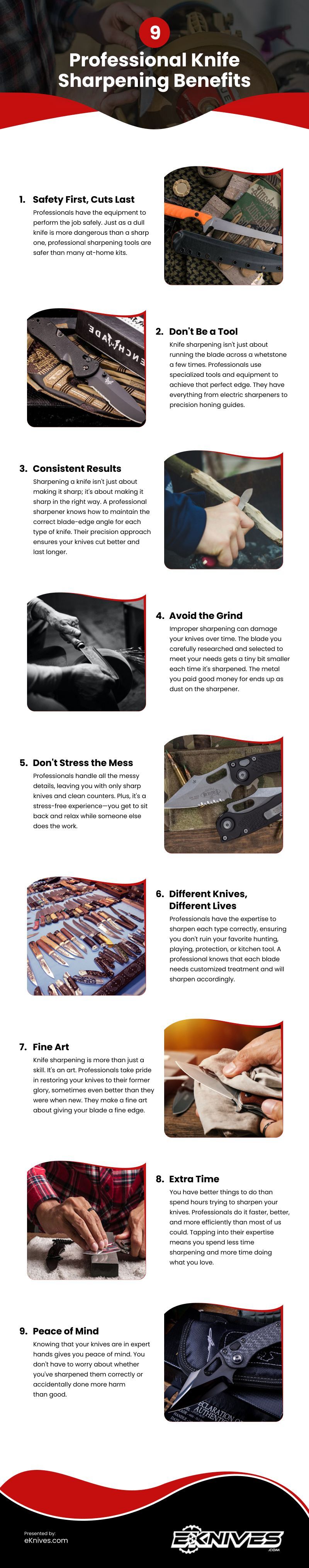 9 Professional Knife Sharpening Benefits Infographic