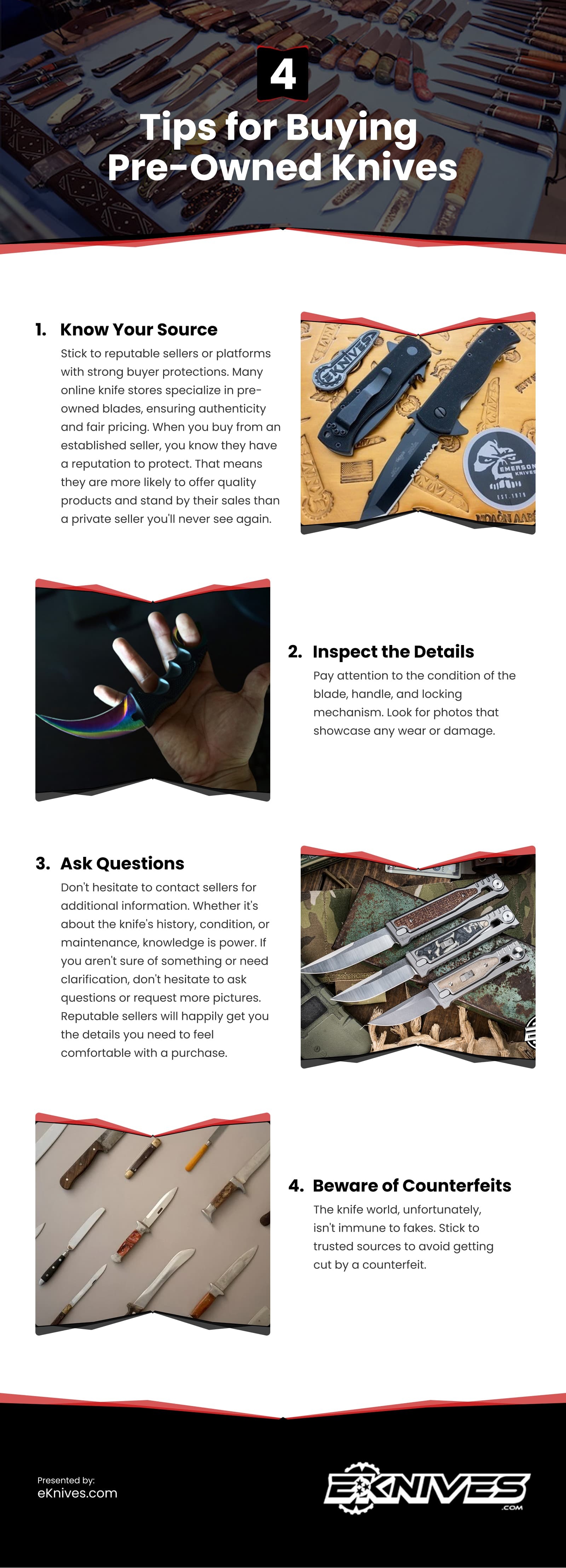 4 Tips for Buying Pre-Owned Knives Infographic