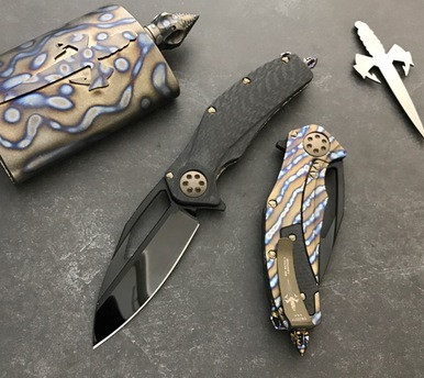 Marfione Custom Mini Matrix R CF/Flame Titanium M390 DLC Mirror Polish