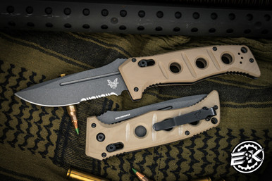 Benchmade Knives: 2750SGY-3 Adamas Auto - Sand G-10 - CPM CruWear - Tungsten  Gray Cerakote - Partially Serrated