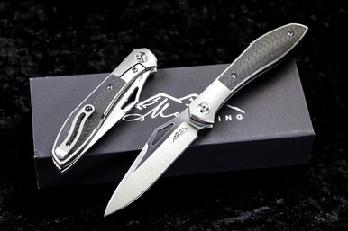 Jerry Moen Tooling Front Flipper Knife Titanium/Marbled Carbon