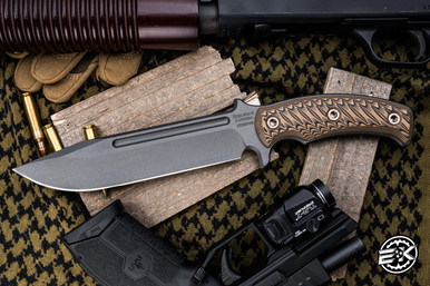RMJ Tactical Combat Africa Fixed Blade Knife Hyena Brown G10 7.5