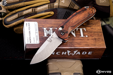 Benchmade Hunt North Fork AXIS Lock Folding Knife Wood 2.97