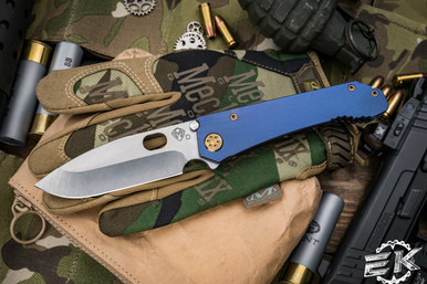 Medford 187 DP Folding Knife Titanium Blue, Bronze HW/Clip 3.75