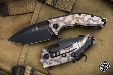Heretic Knives Medusa Manual Folding Knife Flamed Titanium 3.25