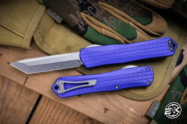 モリモリ Heretic Knives Manticore X OTF Knife Purple Grenade Grip 3.75