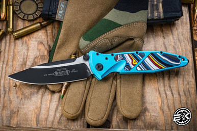 Microtech Socom Elite Manual Turquoise Fordite Inlay 4