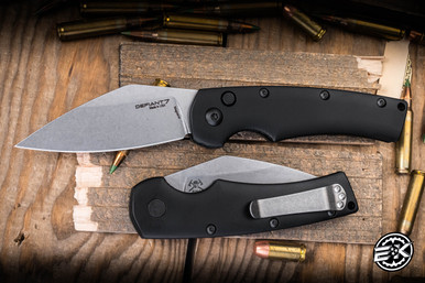 Defiant 7-RMJ Seax Automatic Knife Black Aluminum 3.5