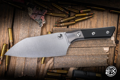 Microtech Kitchen Cutlery Santoku Knife Black G10 6" M390 Stonewash 3200B-10BK