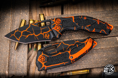 Heretic Knives Medusa UV Reactive Auto Magma Orange 3.25