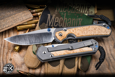 Chris Reeve Knives Large Sebenza 31 Box Elder Inlay/Glass-Blasted